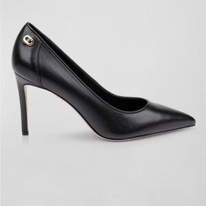 NWT Dee Ocleppo Black Leather Stiletto Pump Size 8 EU 38 Pointed Toe
